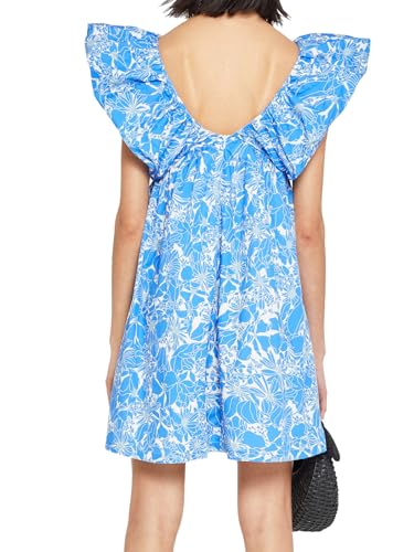 Women's Mini Dress V Neck Puff Sleeve Dress Short Babydoll Bow Dress