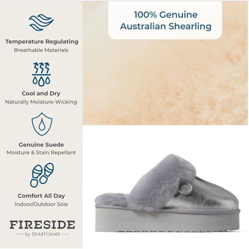 Women's Fireside Melton Genuine Shearling Shearling Platform Slippers Scuff