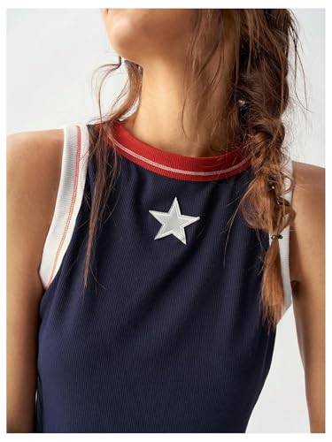 Women Star Crop Tank Tops Y2k Going Out Sleeveless Tee Shirts