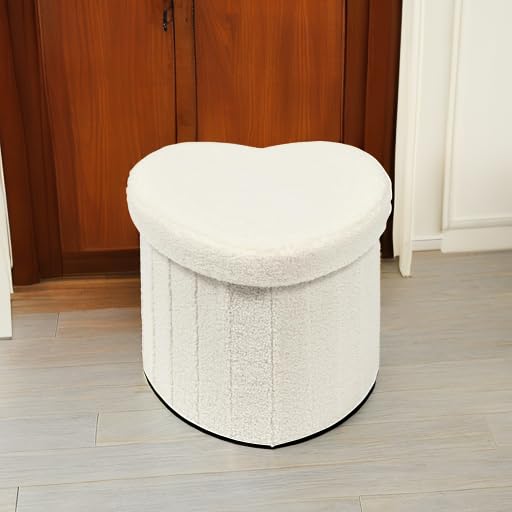 Flower-Shaped Storage Ottoman â€?Boucle Footstool & Seat for Living Room & Dorm