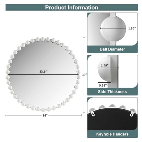 Metal Spherical Frame Round Mirror 36" Diameter
