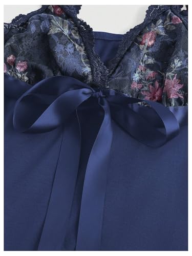 Women's Coquette Tank Tops Y2K Lace Trim Crop Top Bowknot Deep V Neck Sleeveless Camisole Blouse