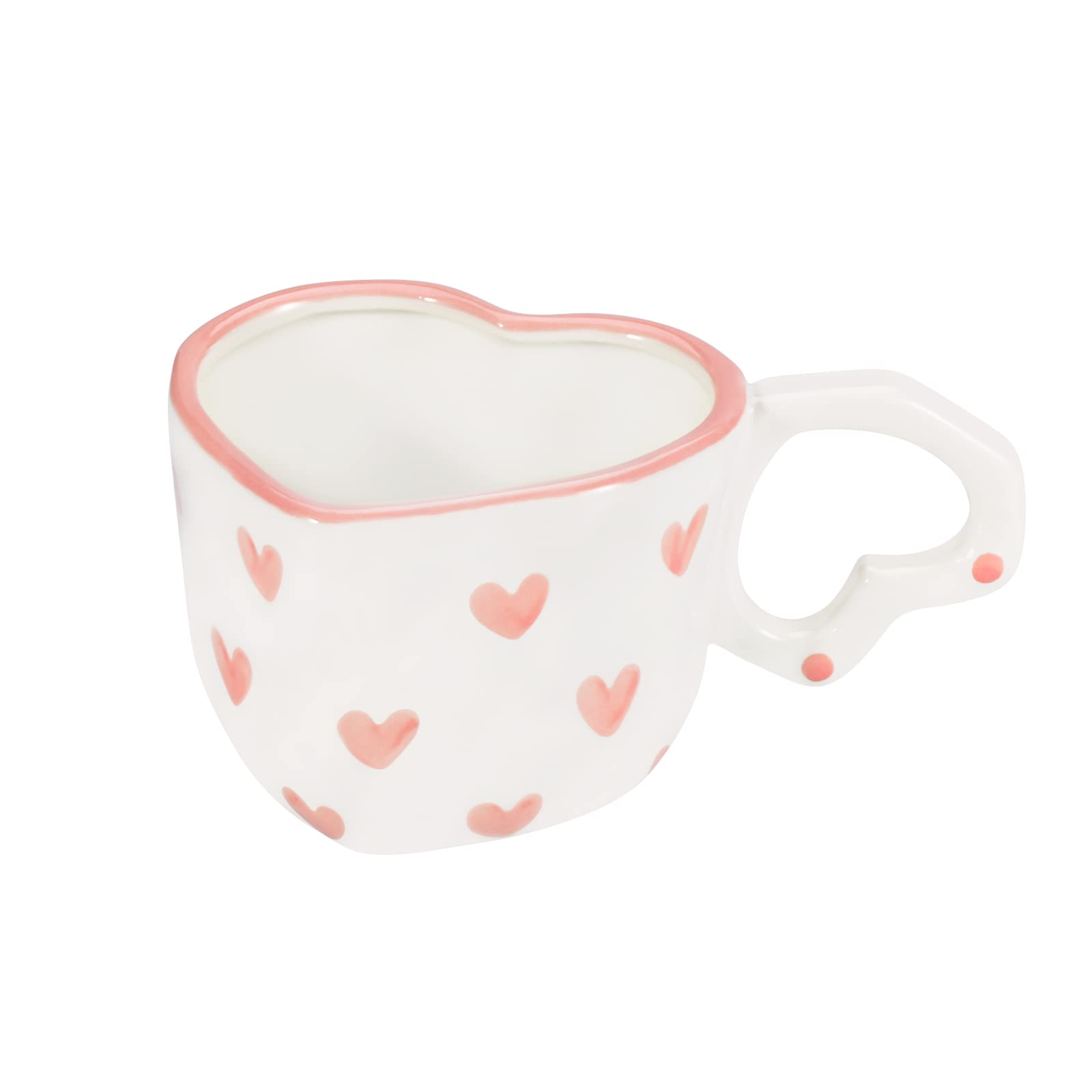 Ribbon Bow Ceramic Mug, Cute Creative Heart Handle Mug Design, 10.5 oz/300 ml