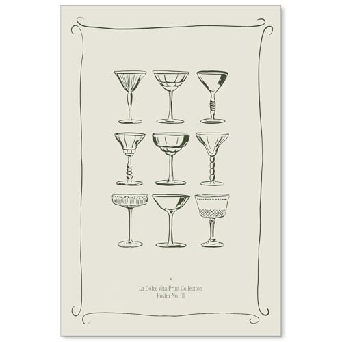 Cocktail Poster Alcohol Drink Wall Art Preppy Bar Cart Canvas Prints for Funky Bar Kitchen Wall Decor