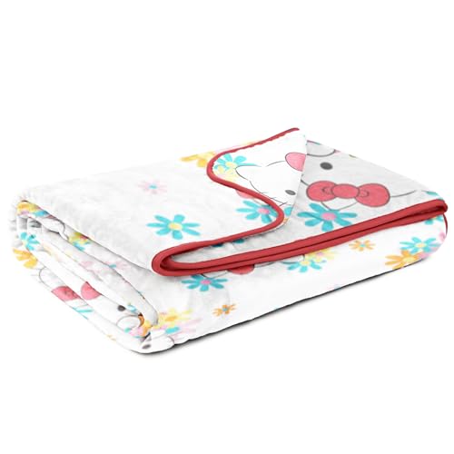 Hello Kitty White Kitties Plush Blanket - Measures 60 x 90 Inches, Kids Bedding - Super Soft Fleece Bedding