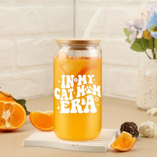 Cherry Bow Cup, Birthday Gifts for Women, Girly Gifts for Her, Sister, Mom, Colleague - 16 OZ Glass Tumbler with Straw & Lid, Coquette Iced Cup