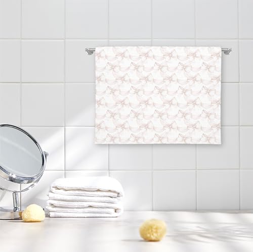 Girly Pink Bow Coquette Preppy Towel, 16x24 Inch