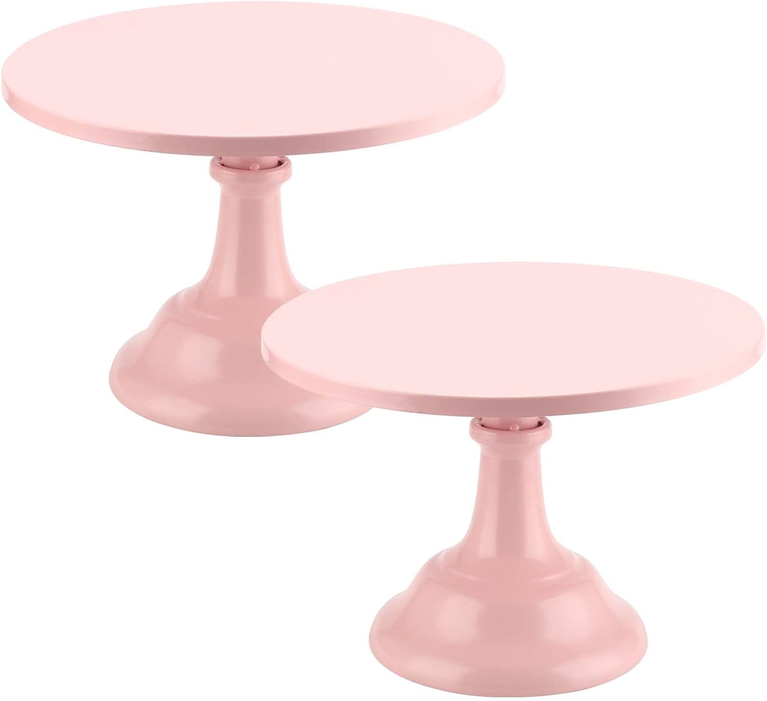 Pink Cake Stand, 10 Inch Adjustable Height Cake Stand Pink Round Metal Cupcake Stand 2 Pack