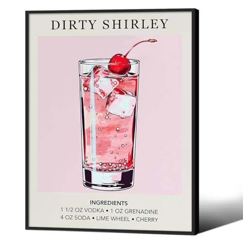 Cocktail Poster Alcohol Drink Wall Art Preppy Bar Cart Canvas Prints for Funky Bar Kitchen Wall Decor