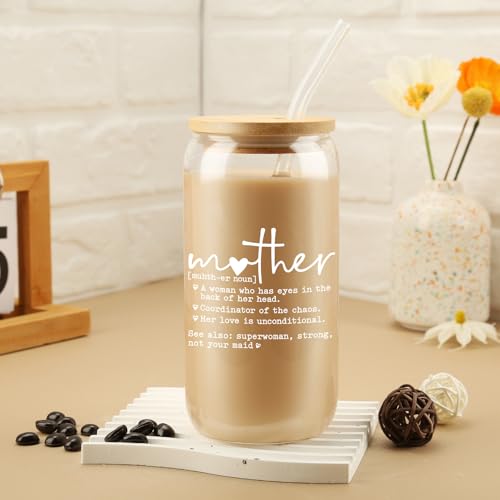 Cherry Bow Cup, Birthday Gifts for Women, Girly Gifts for Her, Sister, Mom, Colleague - 16 OZ Glass Tumbler with Straw & Lid, Coquette Iced Cup