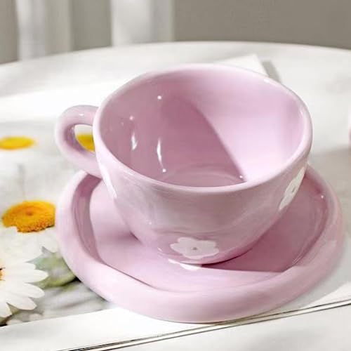 Coquette Bow Coffee Mug Personalized Set with Saucer Mug Porcelain Coffee Tea Cup 12oz