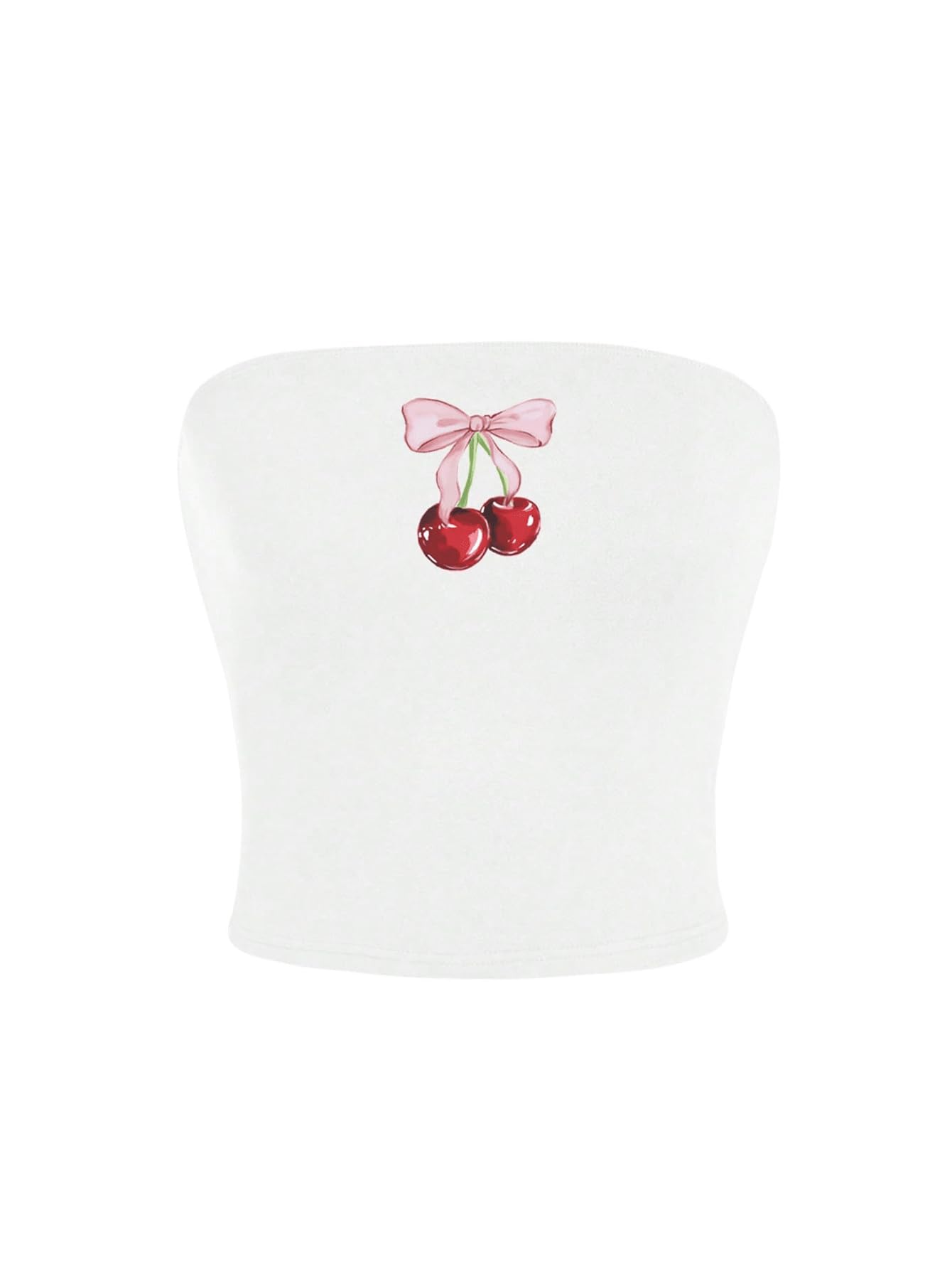 Women's Strapless Y2k Graphic Tube Crop Top Sleeveless Summer Bandeau Tops