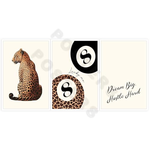 Pink Set of 3 Leopard Wall Art Prints Trendy Girly Cheetah Print Poster for Home Decor 16X24 in Unframed