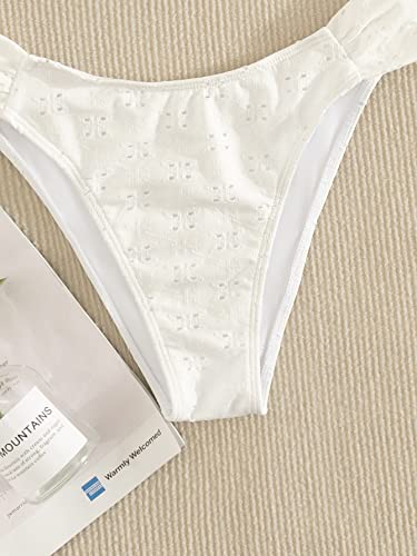 Women's 2 Piece Bathing Suit Ruffle Hem Bandeau Tie Front Bikini Set