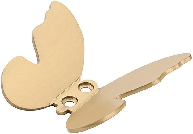 Wall Hooks Decorative, Small Modern Gold Brass Hook, Butterfly Bath Towel Hook, Coat Hat Robe Hooks for Girl's Bedroom, Stainless Steel, Wall Mounted, 2 pcs