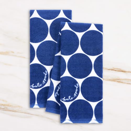Kate Spade New York Joy Dot Kitchen Towels 2-Pack Set, Absorbent 100% Cotton Velour, 17"x28"