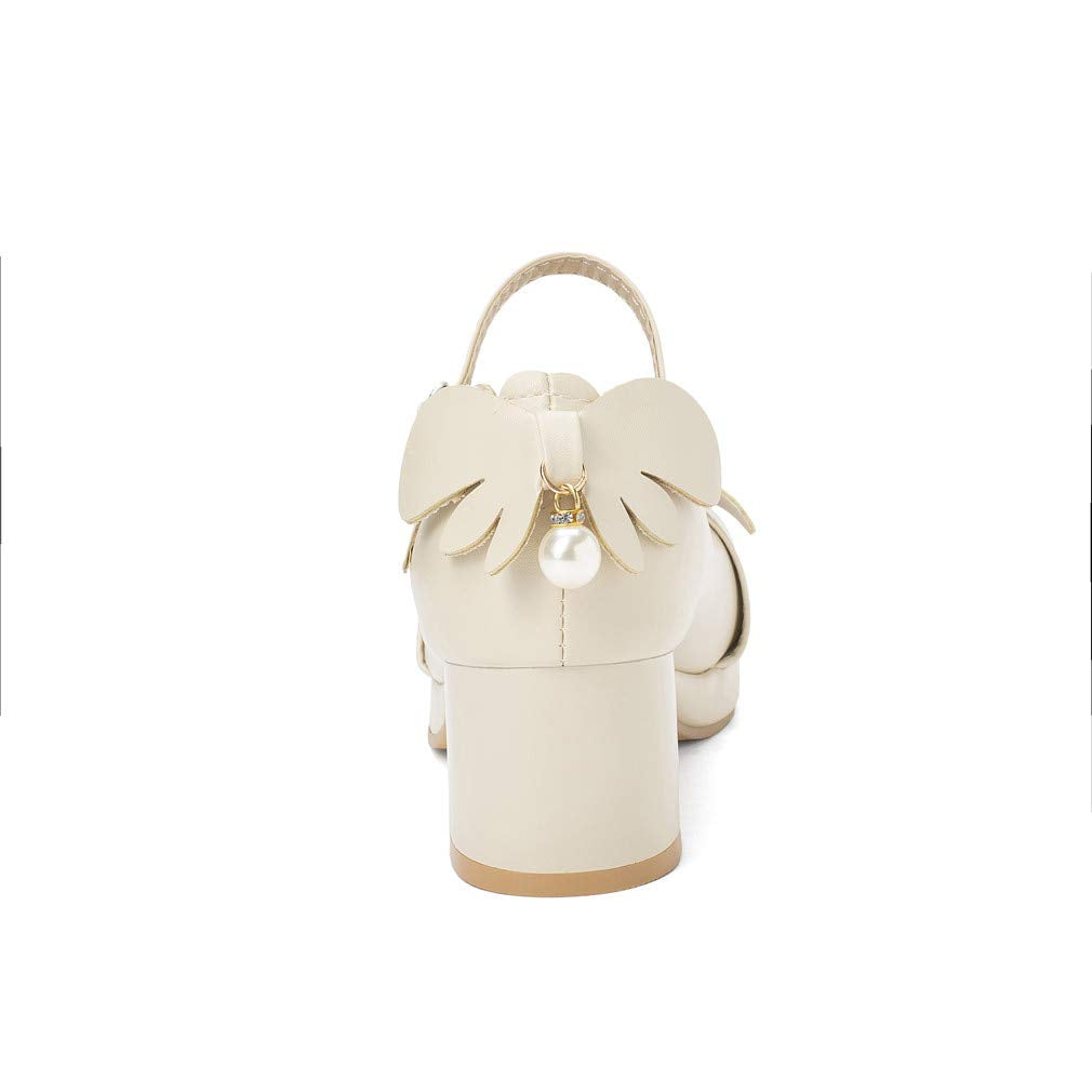 Women's Cute Lolita Cosplay Shoes Mid Chunky Heel Mary Jane Pumps