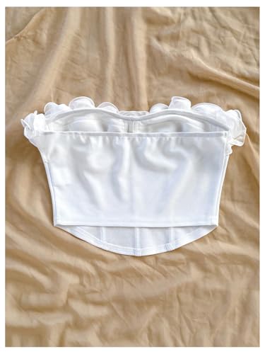 Women's Coquette Ruffle Trim Corset Tops Sleeveless Summer Tube Crop Tops