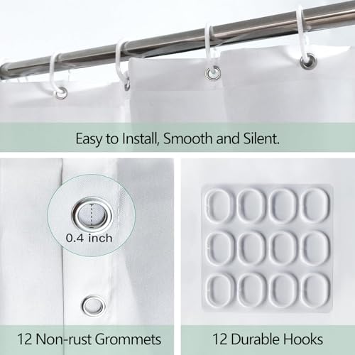 Cute Shower Curtain for Bathroom Modern Aesthetic Funky Decorative, Pretty Chic Cloth Set with Hooks, 72x72 Inch