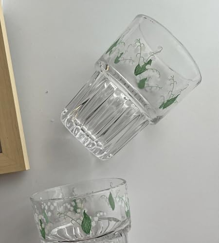 Set of 2 12 oz French Drinking Glasses Floral Juice Cup Cute Rabbit Bow Glass Cups