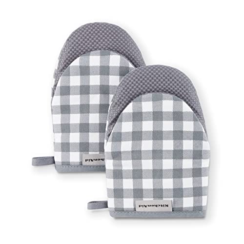 Gingham Mini Oven Mitt 2-Pack Set, Dried Rose, 5.5"x8"