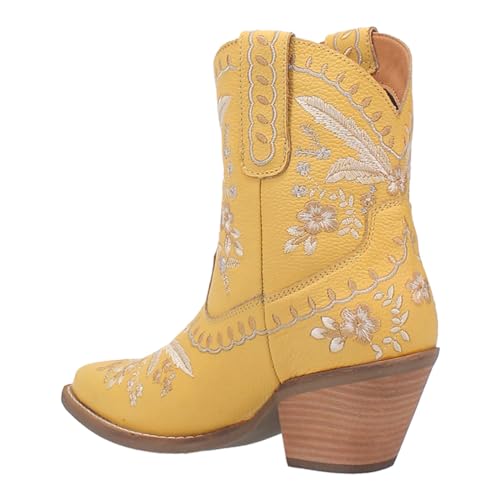 Womens Primrose Metallic Embroidered Floral Snip Toe Casual Boots Ankle Mid Heel 2-3"