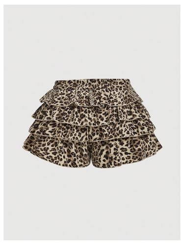 Women's Plus Size Ruffle Bloomers Shorts Y2k Leopard Layered Lolita Pumpkin Bottoms Mini Shorts