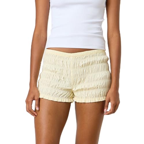 Womens Ruffle Bloomer Shorts Y2k Elastic Gingham Fruit Print Cute Frilly Lounge Sleep Pj Mini Micro Boy Shorts