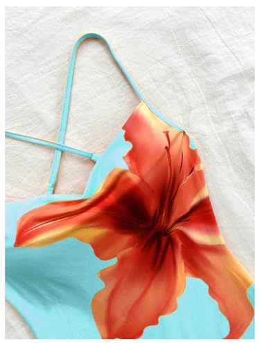 Women's Floral Print Split Thigh Bodycon Dress Criss Cross Skinny Long Cami Dresses