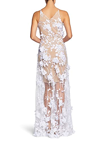 Women's Embellished Plunging Gown Sleeveless Floral Long Dress