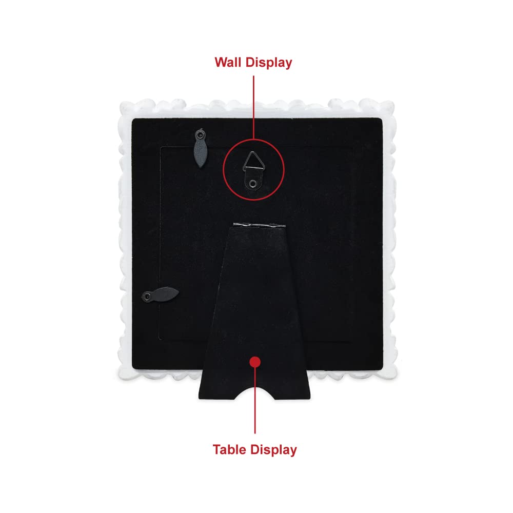 Flower Textured Hand-Crafted Resin Picture Frame w/Easel & Hook for Tabletop & Wall Display, Decorative Floral Design Home D cor, Photo Gallery, Art