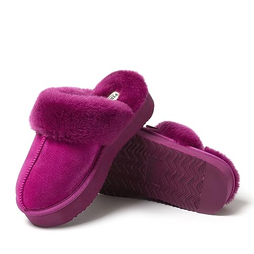Women's Fireside Melton Genuine Shearling Shearling Platform Slippers Scuff