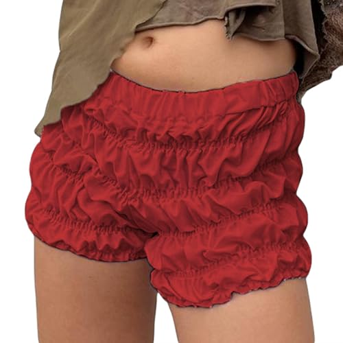 Women Y2k Ruffle Bloomer Shorts Slim Fit Sexy Smocked Lolita Short Pants Pj Lounge Boxers Micro Shorts Bottoms