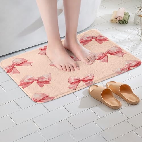 Kawaii Ribbon Bow 20"X32" Bath Mat Non Slip