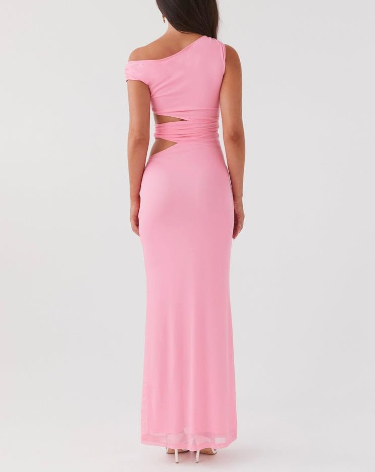 Sexy Cut Out Maxi Dress for Women Spaghetti Strap Backless Bodycon Dress Y2k Hollow Sleeveless Long Dress