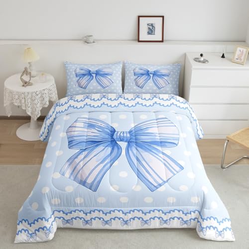 Cartoon Bowknot Comforter Set Pink Bow Tie Butterfly Knot Princess Bedding Set Floral Bow Comforter