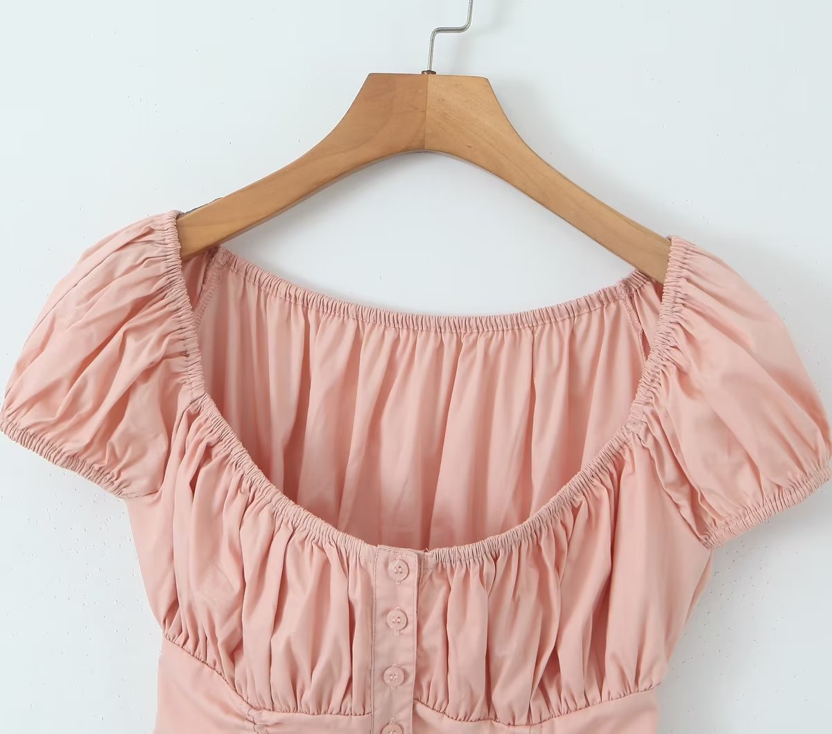 Women's Drawstring Lace Shell Button Short Top