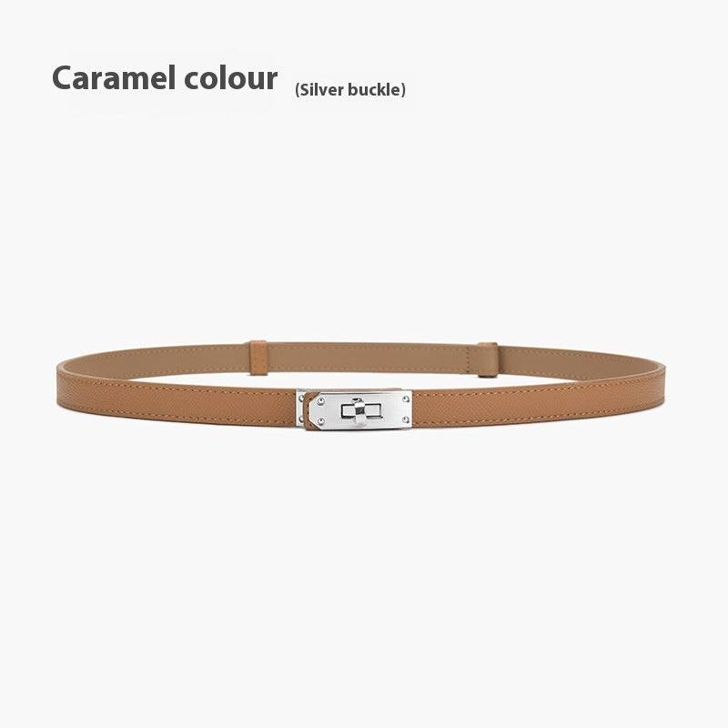 Retro Waist Decorations Women's Leather Thin Belt