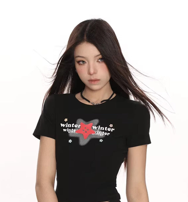 Printed Shoulder Short Sleeve