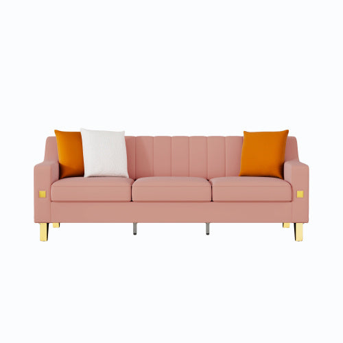 Pink Velvet 2 Piece Love Seat Sofa