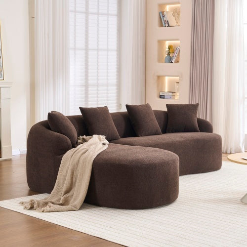 Full Compression Sponge L-Shape Sectional Sofa, Modular Chaise Chenille Couch, 30D High-Density