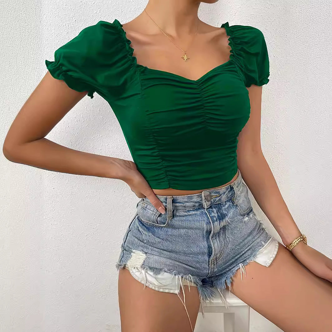 V-neck Short Sleeve Loose Top