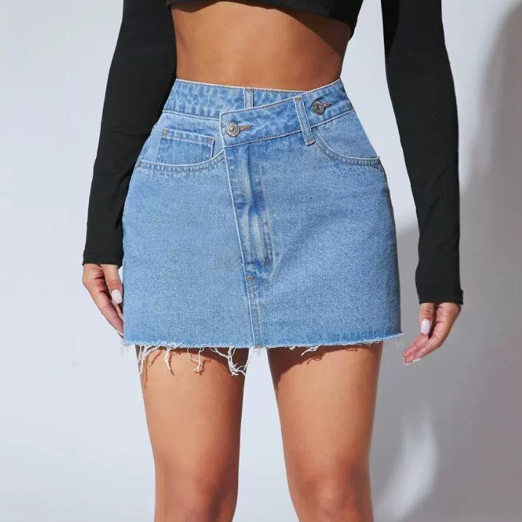 Short Irregular Denim Short Skirt
