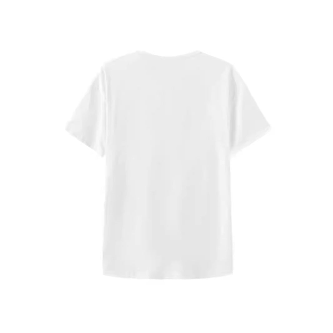 Loose Casual Print Drop Shoulder Short Sleeve