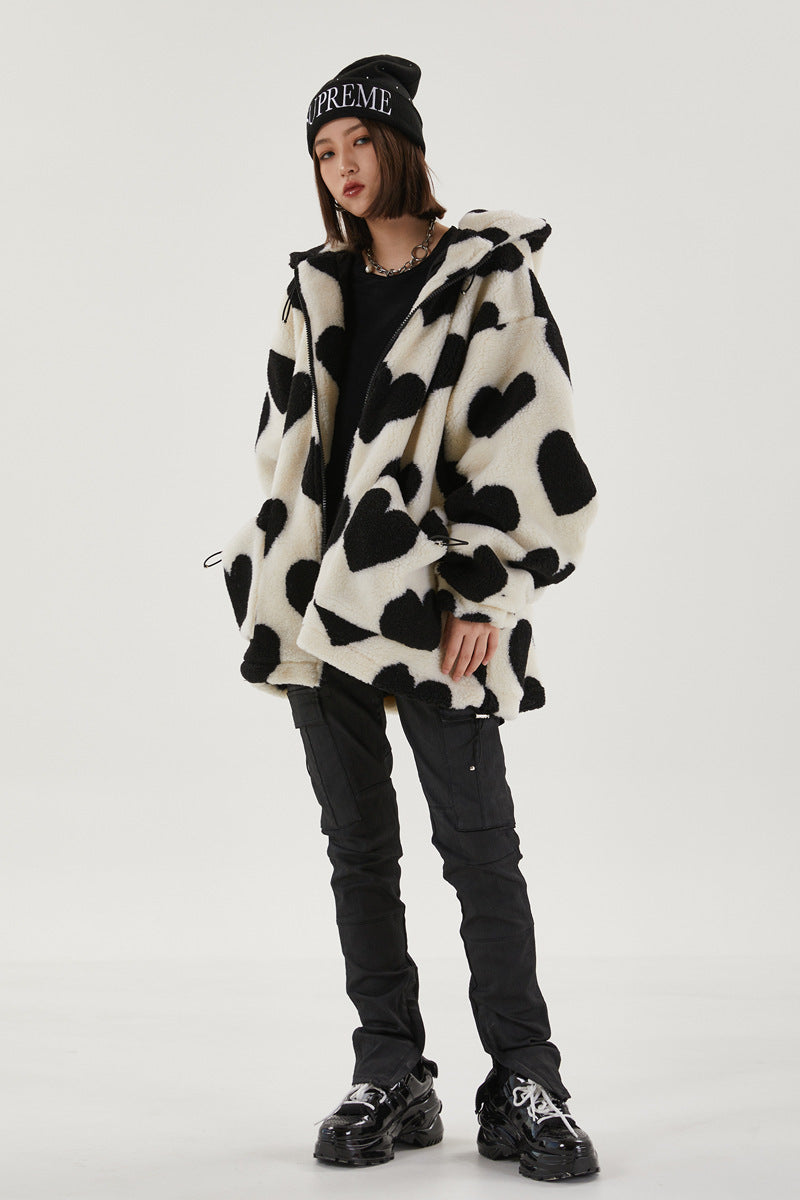 Heart Print Cotton Coat