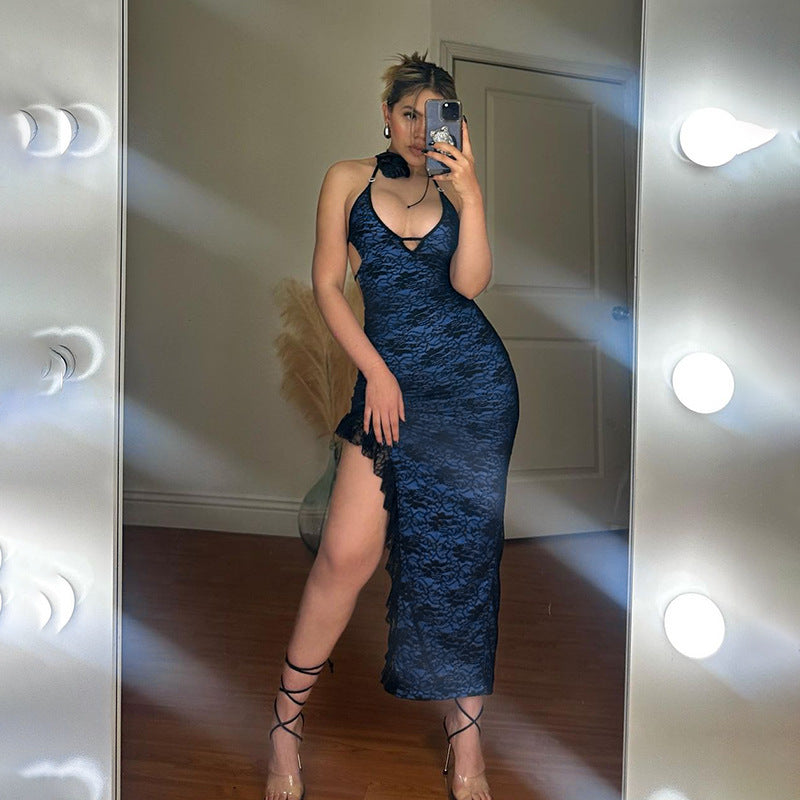 Lace Split Sling Dress Women