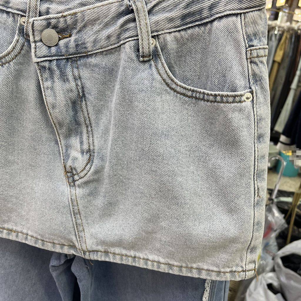 Slim Fit Slimming Versatile High Waist Simple Hot Girl Denim Skirt