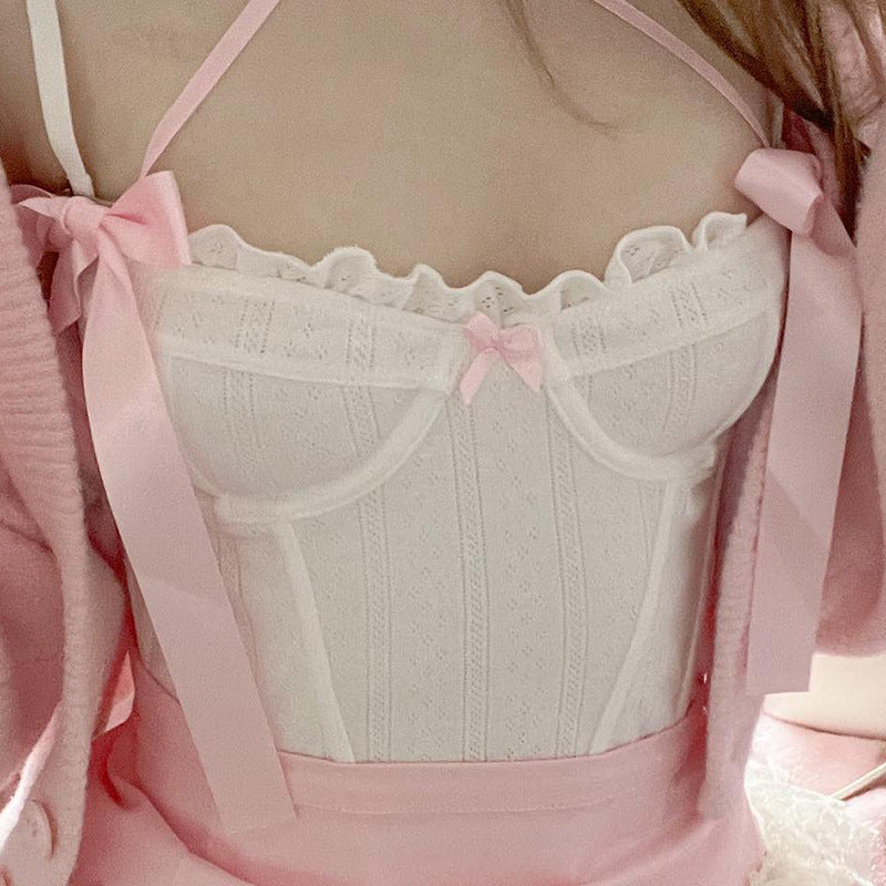 Ladies Bow Lace Patchwork Easy Matching Top