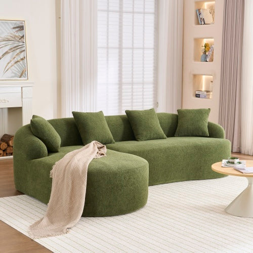 Full Compression Sponge L-Shape Sectional Sofa, Modular Chaise Chenille Couch, 30D High-Density