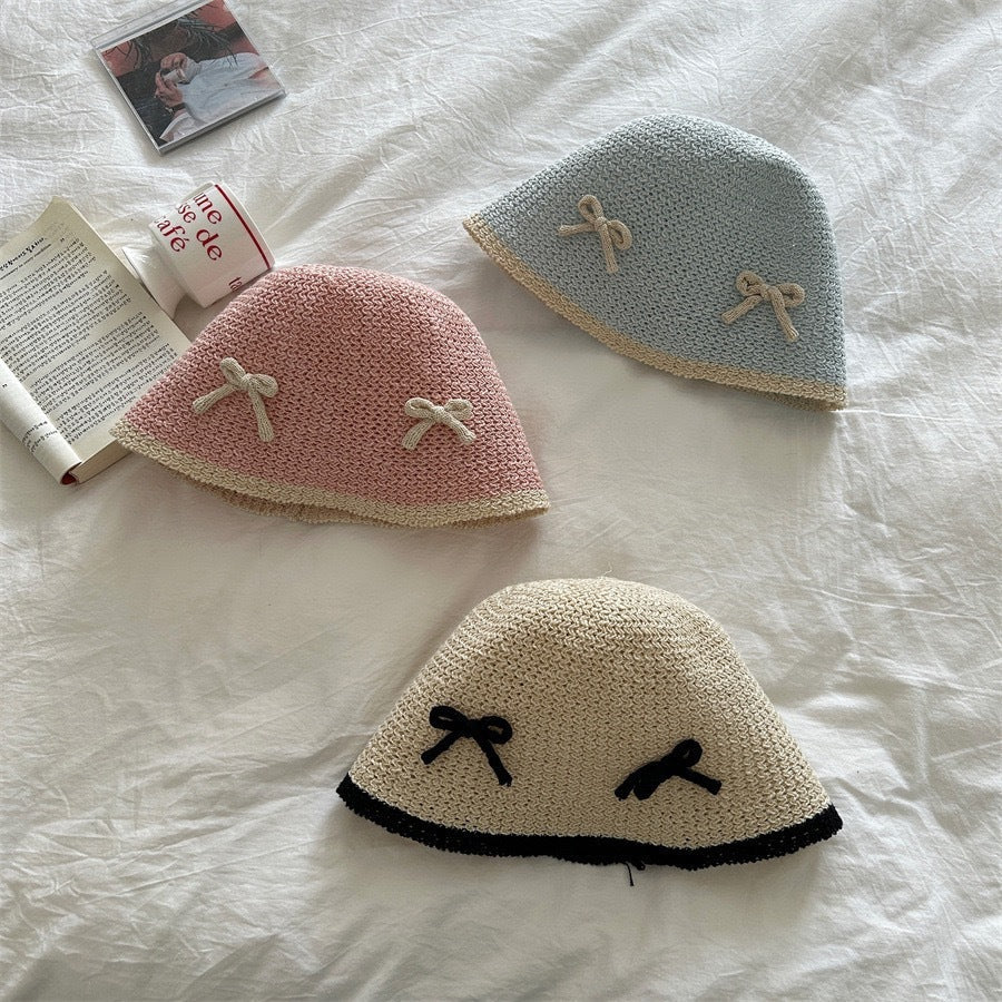 Cute Bow Knitted Fisherman Hat Women